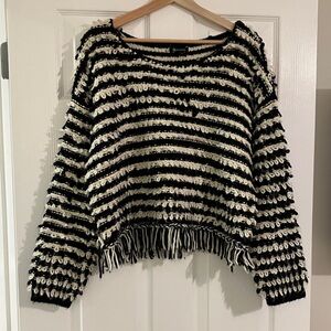 Versona Black and Cream Textured Sweater